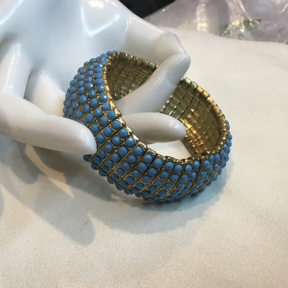 Vintage Gold Turquoise Stretch Bridal Wedding Bracelet